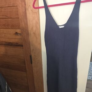 Sleeveless V-Neck Knit Maxi Dress in Charcoal